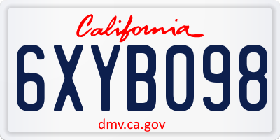 CA license plate 6XYB098