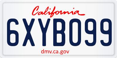 CA license plate 6XYB099