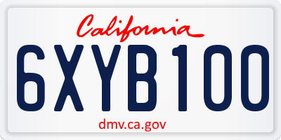 CA license plate 6XYB100