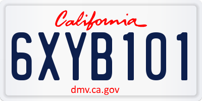 CA license plate 6XYB101