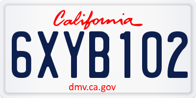 CA license plate 6XYB102