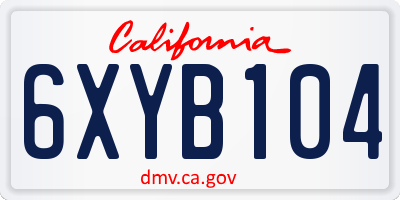 CA license plate 6XYB104