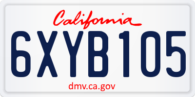 CA license plate 6XYB105