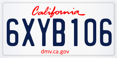 CA license plate 6XYB106