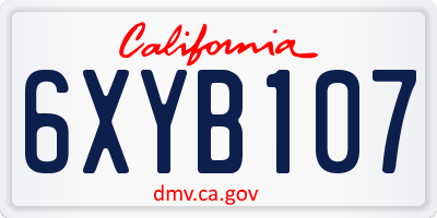 CA license plate 6XYB107