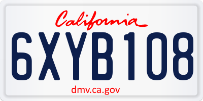 CA license plate 6XYB108