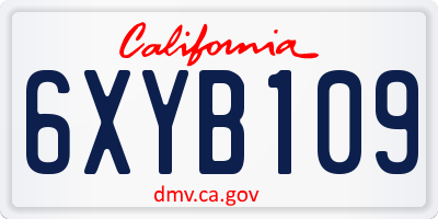 CA license plate 6XYB109