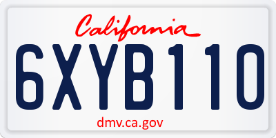 CA license plate 6XYB110