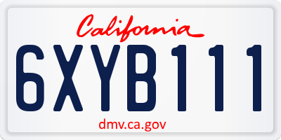 CA license plate 6XYB111