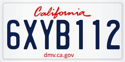 CA license plate 6XYB112