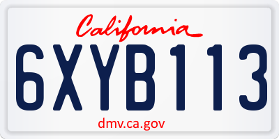 CA license plate 6XYB113