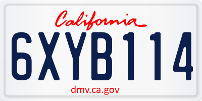CA license plate 6XYB114