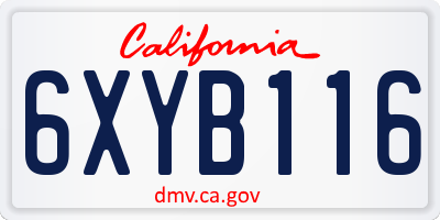 CA license plate 6XYB116