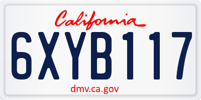 CA license plate 6XYB117