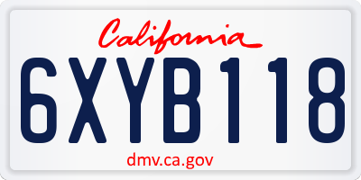 CA license plate 6XYB118