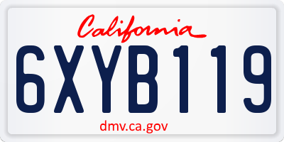 CA license plate 6XYB119