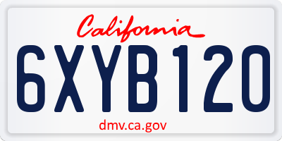 CA license plate 6XYB120
