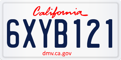CA license plate 6XYB121