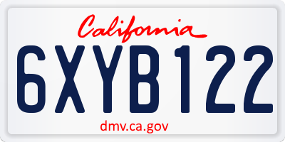 CA license plate 6XYB122