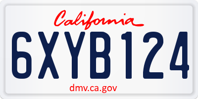 CA license plate 6XYB124