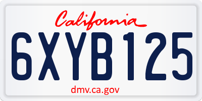 CA license plate 6XYB125