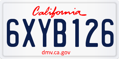 CA license plate 6XYB126
