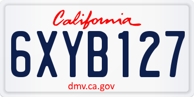 CA license plate 6XYB127
