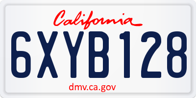 CA license plate 6XYB128