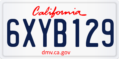 CA license plate 6XYB129