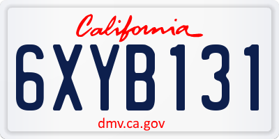 CA license plate 6XYB131
