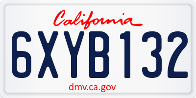 CA license plate 6XYB132