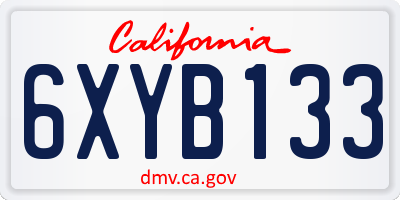CA license plate 6XYB133