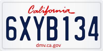CA license plate 6XYB134