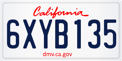 CA license plate 6XYB135