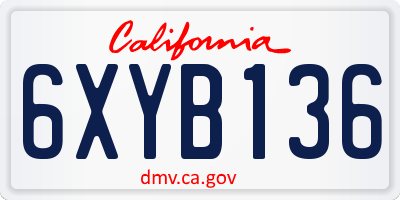 CA license plate 6XYB136