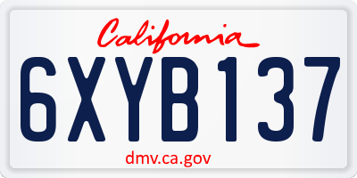 CA license plate 6XYB137
