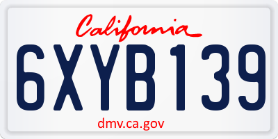 CA license plate 6XYB139