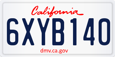 CA license plate 6XYB140