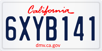 CA license plate 6XYB141
