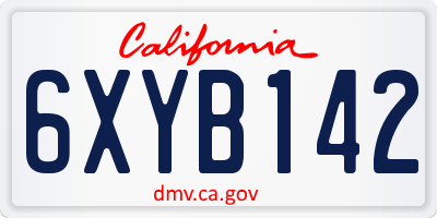 CA license plate 6XYB142