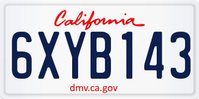 CA license plate 6XYB143
