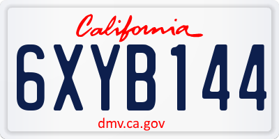 CA license plate 6XYB144