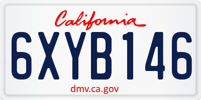 CA license plate 6XYB146