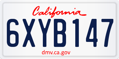 CA license plate 6XYB147