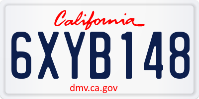 CA license plate 6XYB148