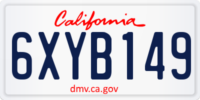 CA license plate 6XYB149