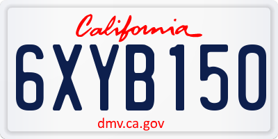 CA license plate 6XYB150