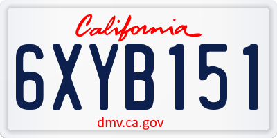 CA license plate 6XYB151