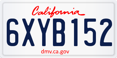 CA license plate 6XYB152