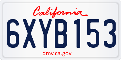 CA license plate 6XYB153